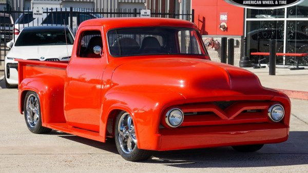 Red 1955 Ford F100