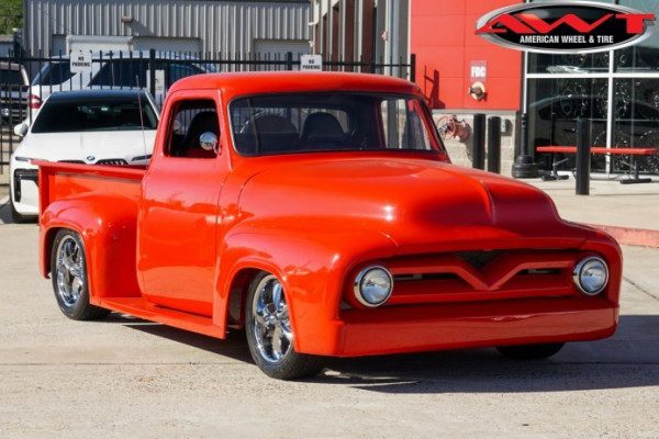 Red 1955 Ford F100